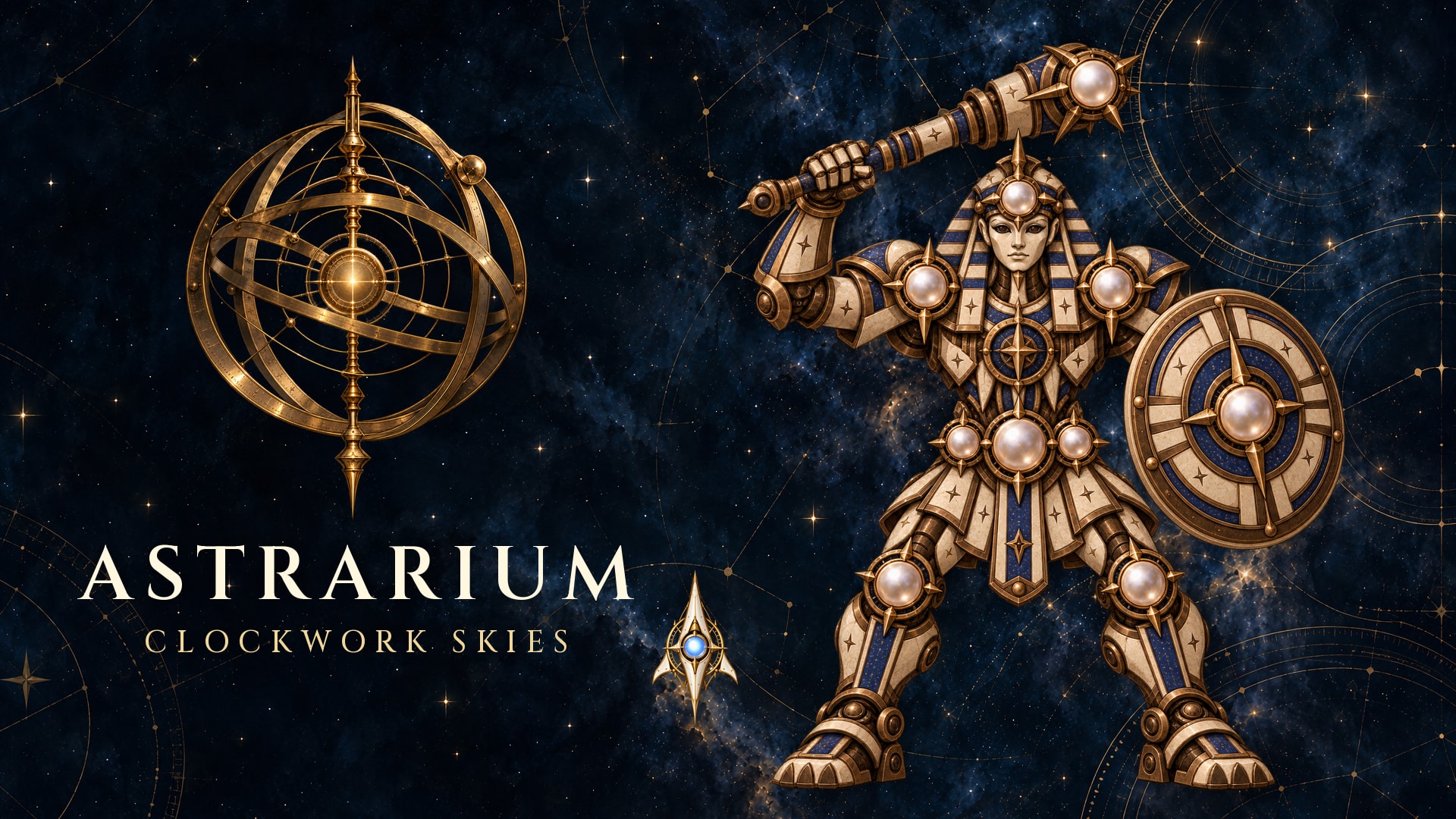 Astrarium: Clockwork Skies: Key art (Orion, the ship, the logo)