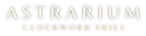 Astrarium: Clockwork Skies: Wordmark, ivory, for dark backgrounds