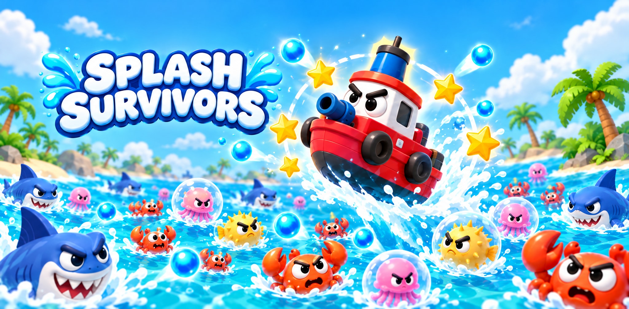 Splash Survivors: Key art, logo left