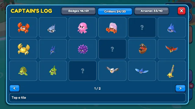 Captain's Log: every critter you have met